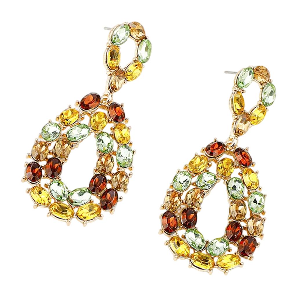Teardrop Alloy Earrings Crystal Embellished Elegant Style Jewelry Handmade Ear Accessories For Parties Event