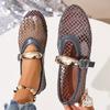 Women's Summer Ballet Flat Sandals Hollow Mesh Breathable Slip On Buckle Closure Comfortable Casual Shoes