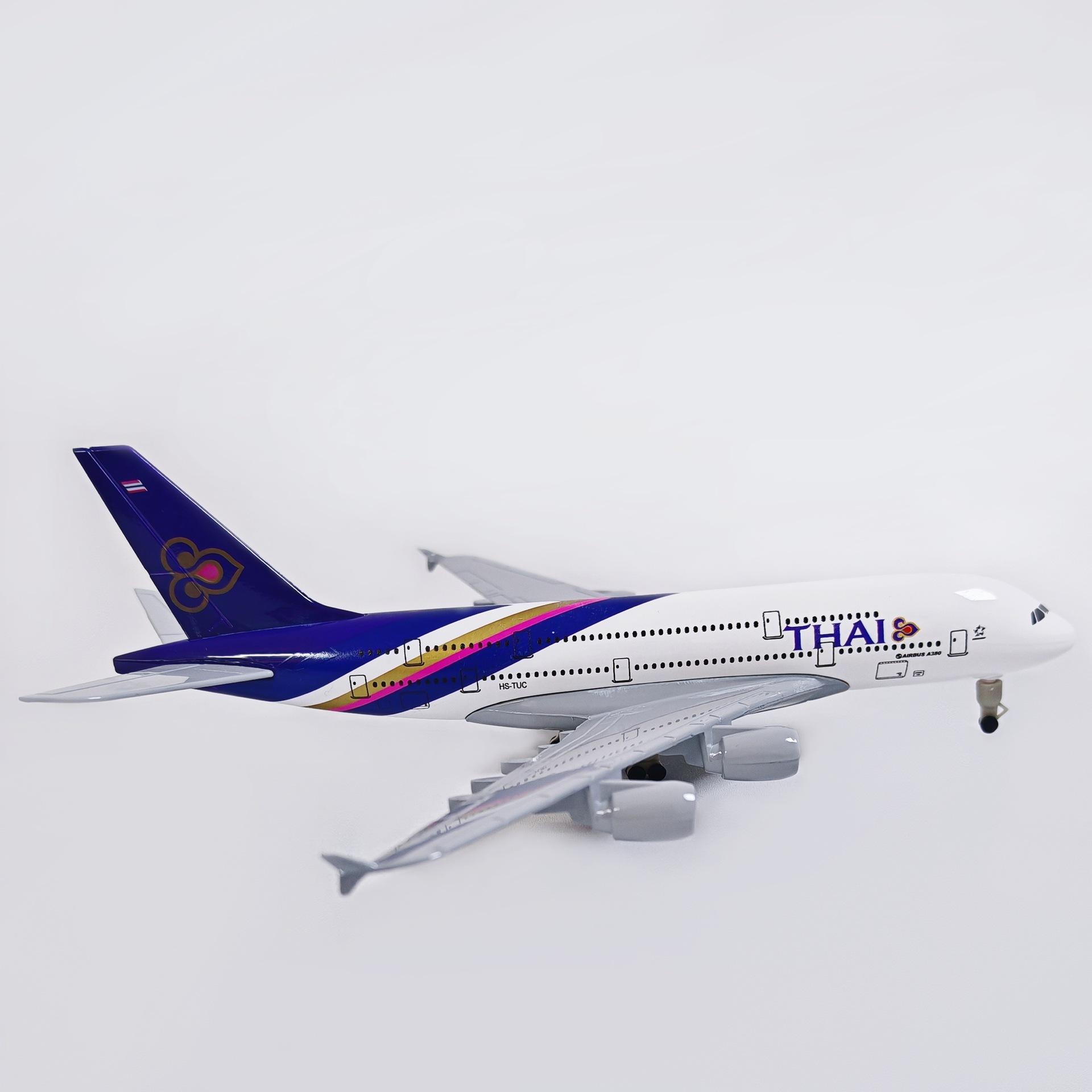 

1:400 A380 Модель самолета Thai Airways Статический сплав Самолет Дисплей Авиалайнер Сувенир для украшения гостиной Коллекция