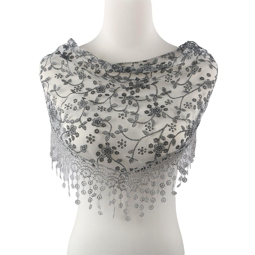 Atmungsaktive Blumenspitzen-Schals Elegante Spitze Blumenquasten Spitze Kopfschal Kopftuch Damen Hochzeit