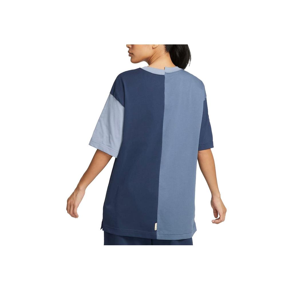 Nike American Retro Dopamine Letter Logo Printed Color Block Round Neck Loose Short Sleeve Drop Shoulder T-Shirt Women T-Shirt Blue DV8318-410
