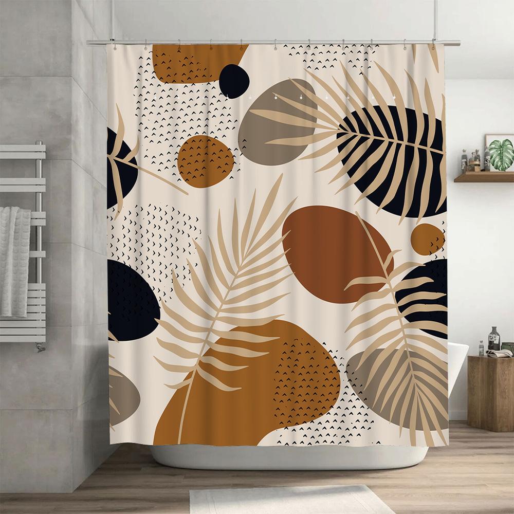 Natural Leaves Pattern Shower Curtain Modern Bath Decor For Home Decoration