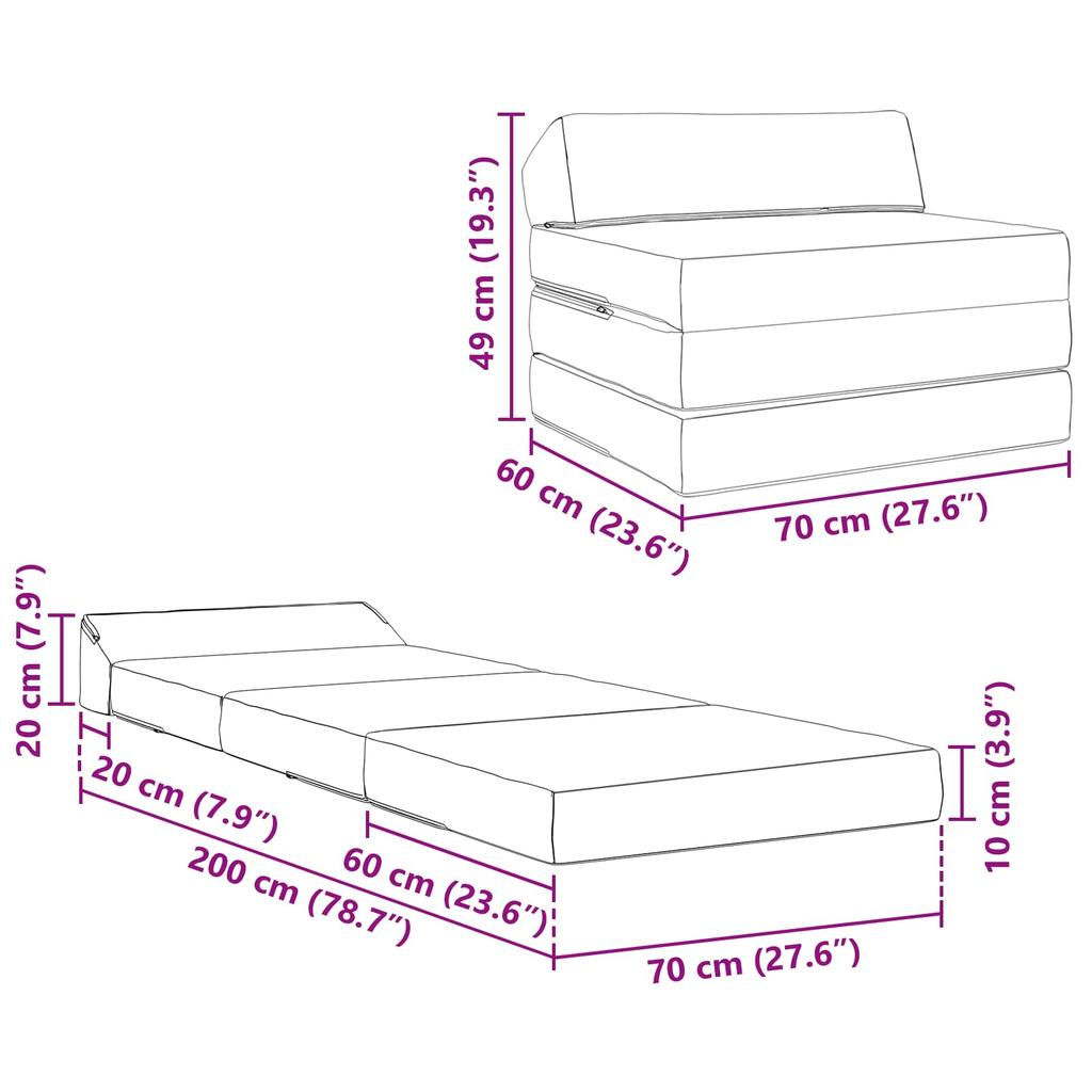 Folding Sofa Bed Dark Grey 200 x 70 x 10 cm Velvet