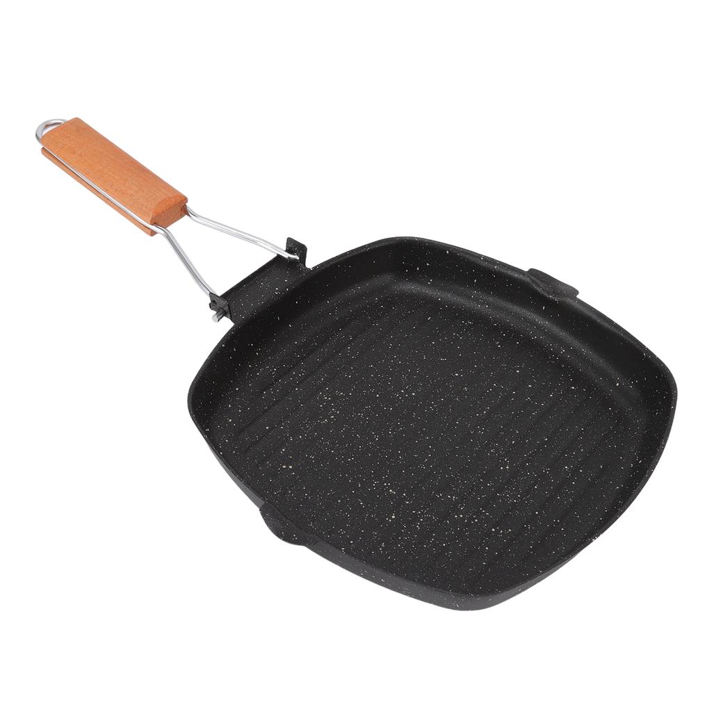 Frying Pan Outdoor Household Folding Beech Handle Energy Saving Non Stick Stripes Steak Special Pan