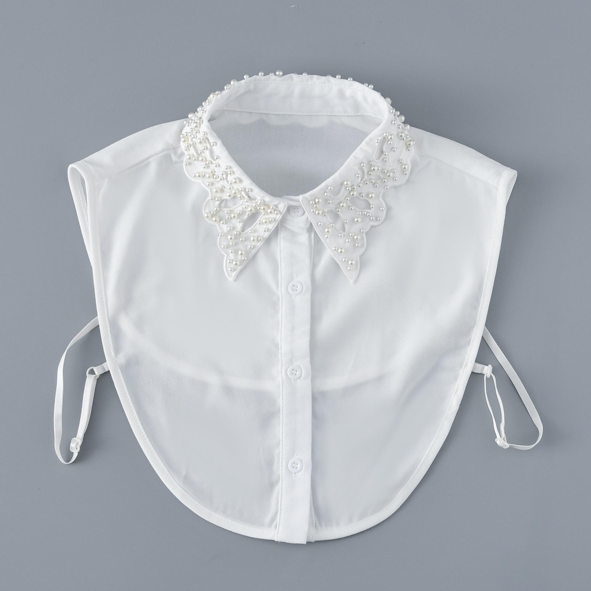 

Women s Handmade Beads Fake Collar Shirt Autumn Sweaters White Fake Collar Decorative Casual Solid Color Shirt Fake Collar