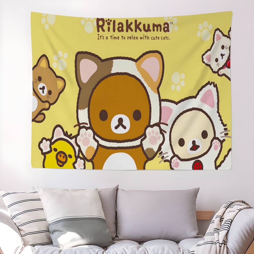 R-Rilakkuma Cartoon Anime Printed Large Wall Tapestry Art Science Fiction Room Home Decor Decor Blanket