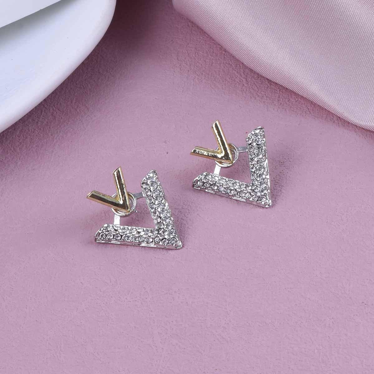 2024 Versatile Zircon Letter Stud Earrings: Chic, High-End, Two-Way Wear for Effortless Style