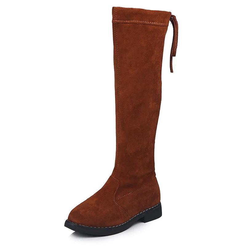 JGSHOWKITO Winter Fashion Rubber Boots For Girls Over-the-knee Kids Boots Children Knee-high Warm Cotton Soft Back-tied 26-36