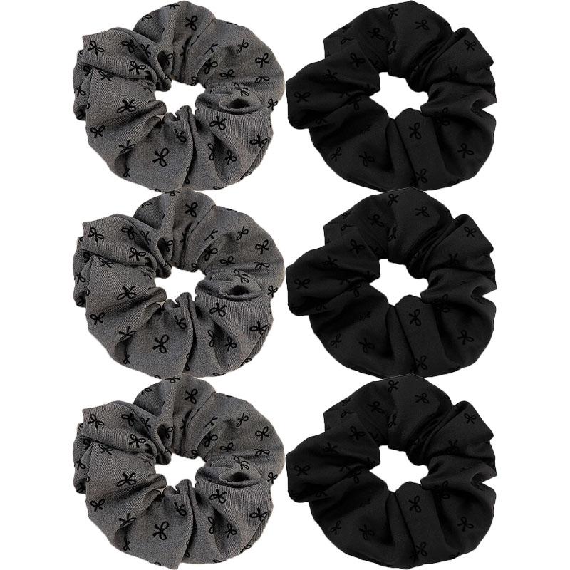 New Polka Dot Hair Ties Rope Women Large Size Heart Bowknot Printed Scrunchies Grey Black Hairband Ponytail Holder Headwear
