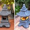 Harz Statue Licht Exquisite Landschaft Dekorative Lampe Solar Steinturm Licht Hof