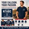 Ham Radio T-Shirt, Personalized Callsign Apparel with Vintage Tower Design
