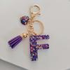Candy Color Sequin Letter Keychain with Iridescent Heart and Tassel Charm
