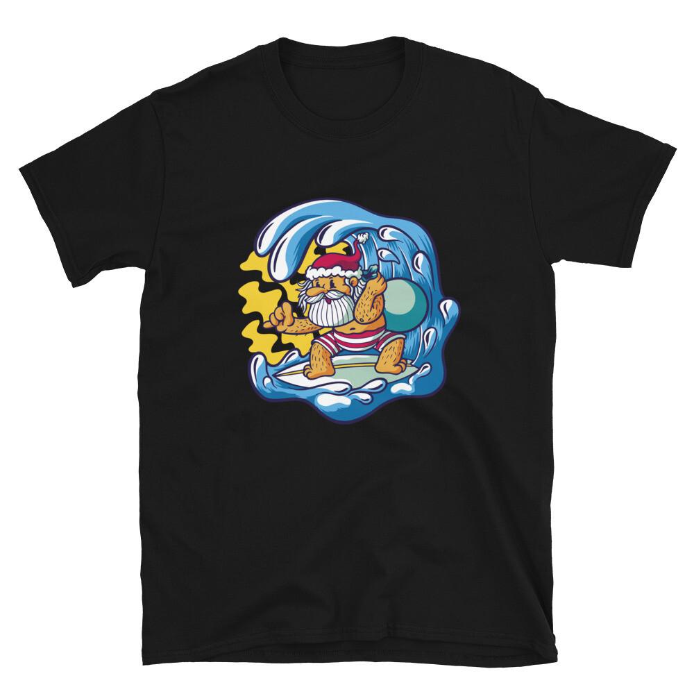 Santa Surfing Surfer Santa Claus Adult Sarcastic Humor T-Shirt S разноцветный