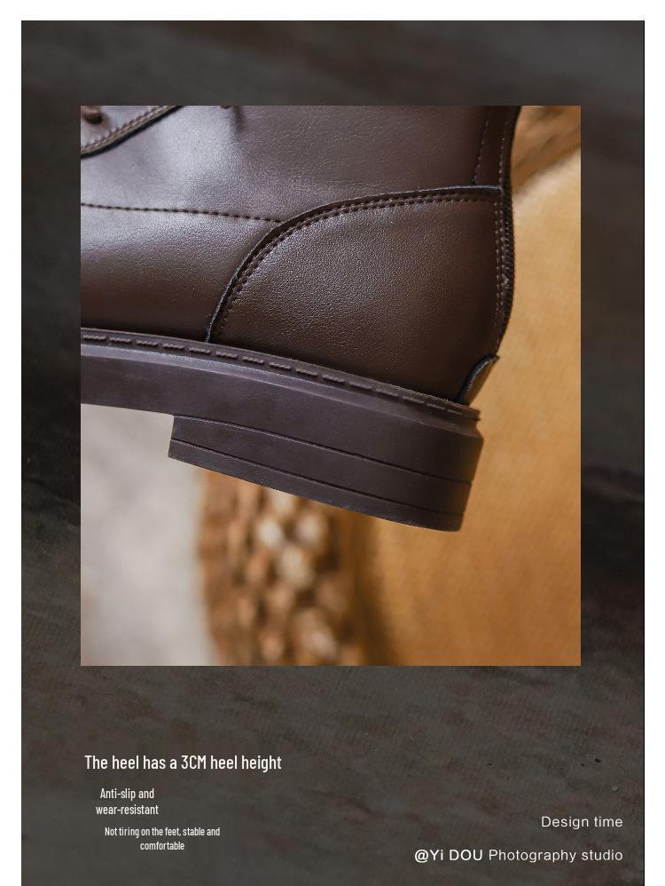 Bottes Martin style britannique pour femmes 2025: Cuir Véritable, Marron, À Lacets, Semelle Plate, Avec Velours, Bottines Courtes pour Automne/Hiver.