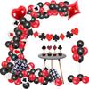 Casino Party Decorations 95pcs Game Night Balloons Garland Poker Banner Las Vegas Party Decorations Poker Black Red Casino Mylar Balloons Casino Birth