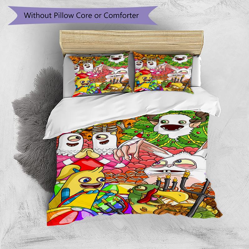 3pcs My Singing Monsters1 Pattern Bedding Set Duvet Cover Set Includes Duvet Cover &pillowcases, Perfect All Season Bedroom Decoration & Gift