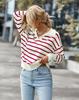 Women's Winter Polo Neck Ladies Clashing Striped Sweater Top