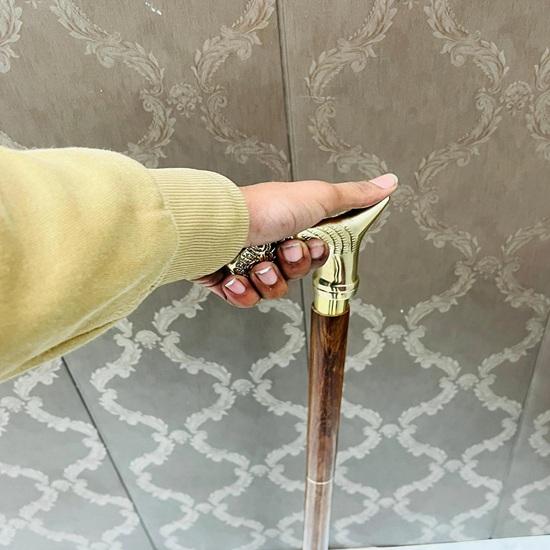 Handmade Wooden Walking Stick With Brass Tiger Head Handle 93.98 Cm Fathers Mothers Grandfather Grandmother Wedding Anniversary Gift