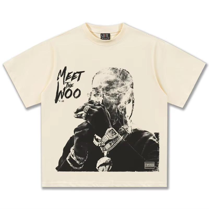 Tricou Grafic Pop Smoke Meet The Woo Unisex Supradimensionat Hip Hop Rapper Casual Bumbac Mânecă Scurtă Modă Clasică Streetwear Pentru