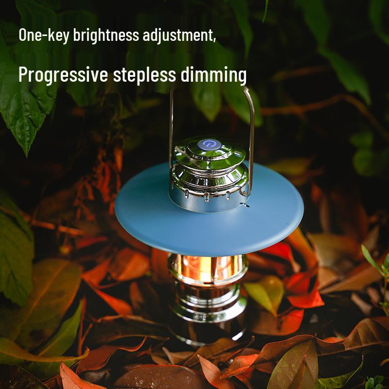 Portable Retro Oil Camping Lamp: USB Rechargeable Outdoor Stand & Atmosphere Light
