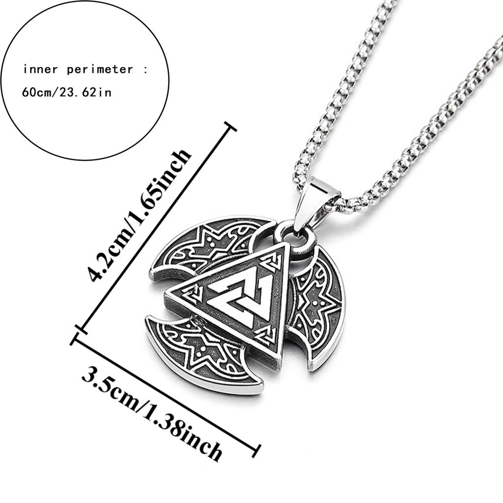 1 Stück Nordic Viking Stil Symbol Halskette mit Retro Muster Details Exquisites Nischen Dicke Kette Design Geeignet Party Dunkel
