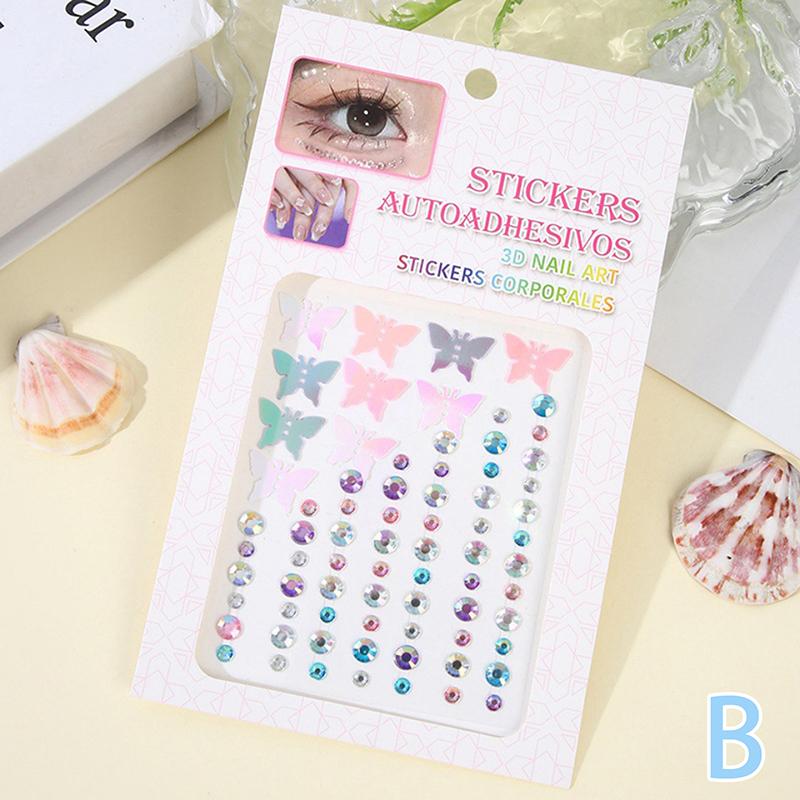 Shell Crystal Tattoo Sticker Glitter Eyeliner Eyebrow Makeup Face Diamond Temporary Tattoo Butterfly Rhinestone Eyeliner Sticker