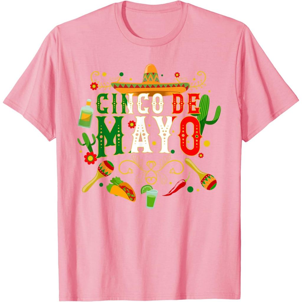 Cinco De Mayo Sombrero Cactus Graphic Tee Breathable Casual Cotton TShirt for Men and Women