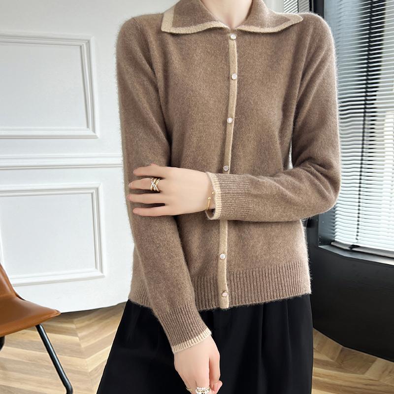 Women's Cashmere Cardigan Qinghe Cashmere 30% Cashmere 70% Wool Autumn and Winter Cashmere Cardigan Soft and Warm