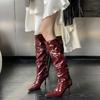 2025 Autumn/Winter Women's Pointed Toe Stiletto Over-the-Knee Boots - European & American Style