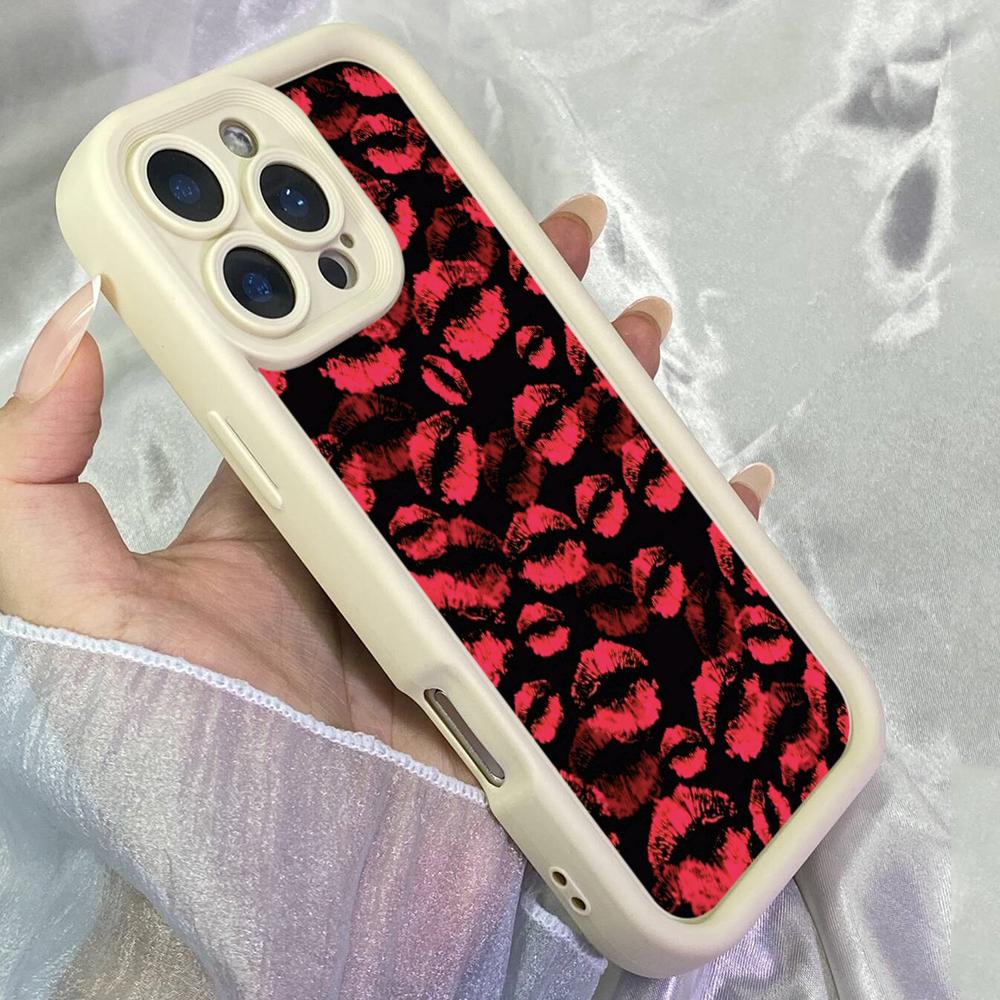 JT282 Hearts Dots Red Lips Kisses for iPhone 17 16 15 Pro Max Samsung S26 S25 Ultra A17 A16 A07 A56 A06 A05 Xiaomi 15T Redmi 15c Note 14 13 Soft Case