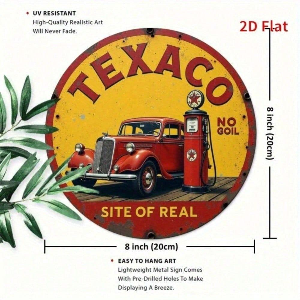 Metal Wall Art Vintage Texaco Gas Station Sign, Retro Garage Decoration 8x8 Inch
