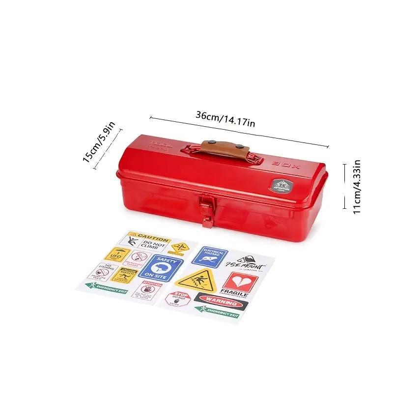 

Портативный уличный ящик для инструментов с наклейками - Прочный металлический ящик для хранения для кемпинга, пеших походов и подготовки к чрезвычайным ситуациям, Включает кастрюлю