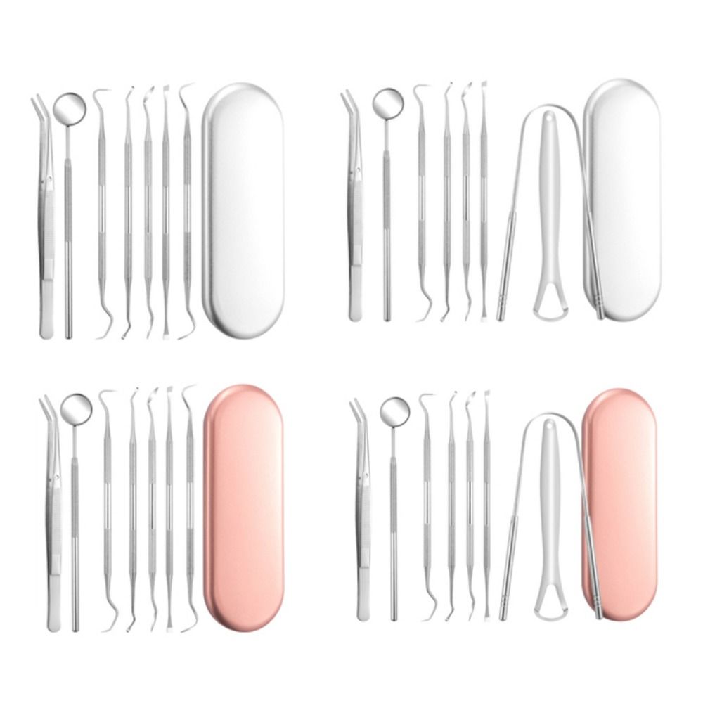 7/8Pcs Stainless Steel Dental Cleaning Tools with Storage Box Tongue Scraper  Adult