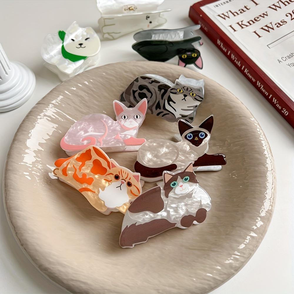 Adorable Cartoon Cat & Dog Acrylic Hair Claw Cute Animal Design Shark Clip for Girls, Perfect for Thanksgiving