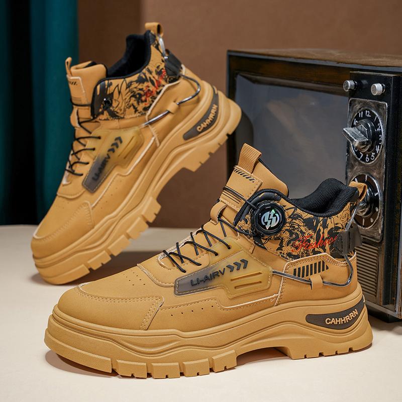 Men's boots four seasons soft sole non-slip outdoor boots fashion youth sports Joker tooling boots high-top comfort casual boots