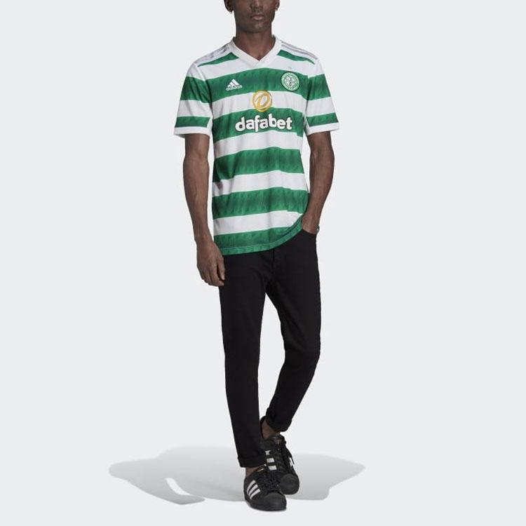Adidas V-Neck Striped Logo Jersey T-Shirt Men Tops Multicolor HA5444