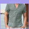 Sommer Herren Henley T-Shirt Tops Lässig Locker V-Ausschnitt Kurzarm Pullover Tee Atmungsaktiv Und Bequem Für Den Alltag