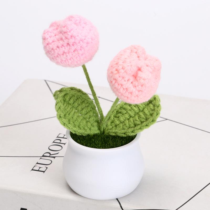 Hand-Woven Wool Tulip Plant: Creative Desktop Ornament & Graduation Gift