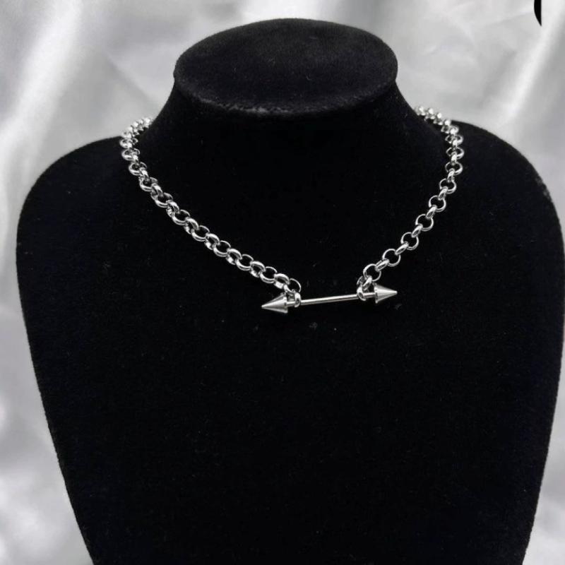 Retro Hip-Hop Style Titanium Steel Necklace Party Punk Rivet Pendant Unisex Choker Gothic Y2K Jewelry