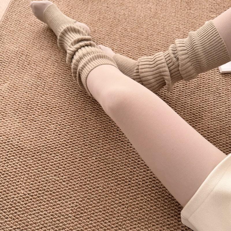 Womens Warm Thickened Cotton Blend Tights With Butt Lifting Effect Winter Mid-Thigh Length Solid Color