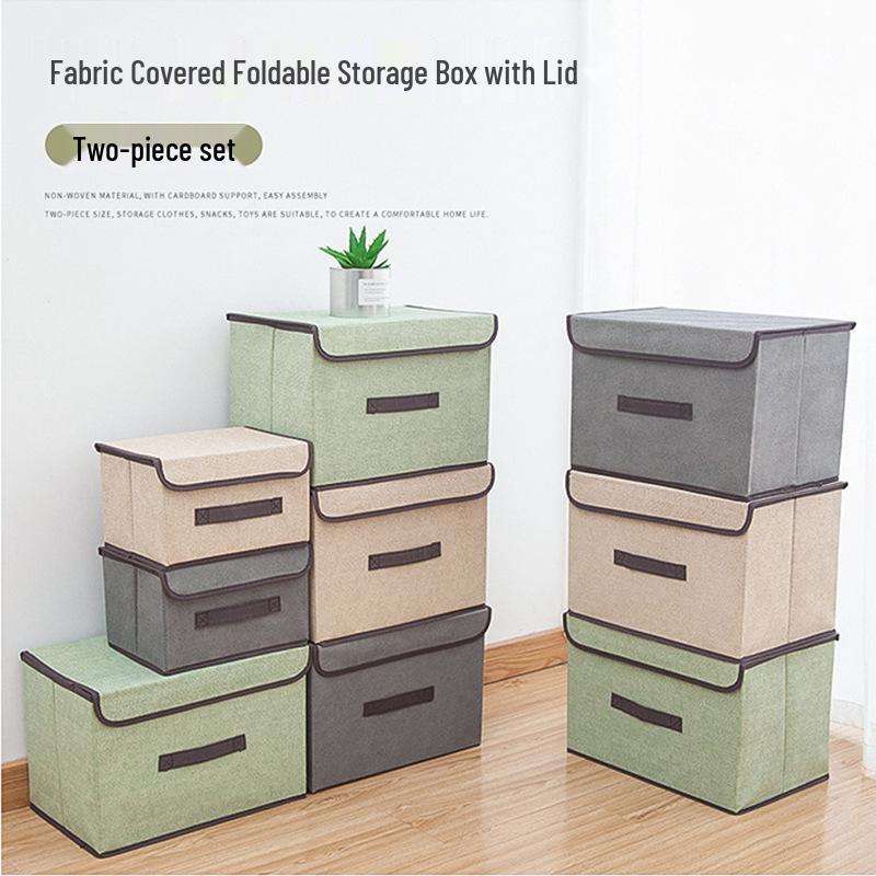 Collapsible Non-Woven Fabric Storage Box with Lid - Portable, Dustproof Organizer for Clothes and Clutter