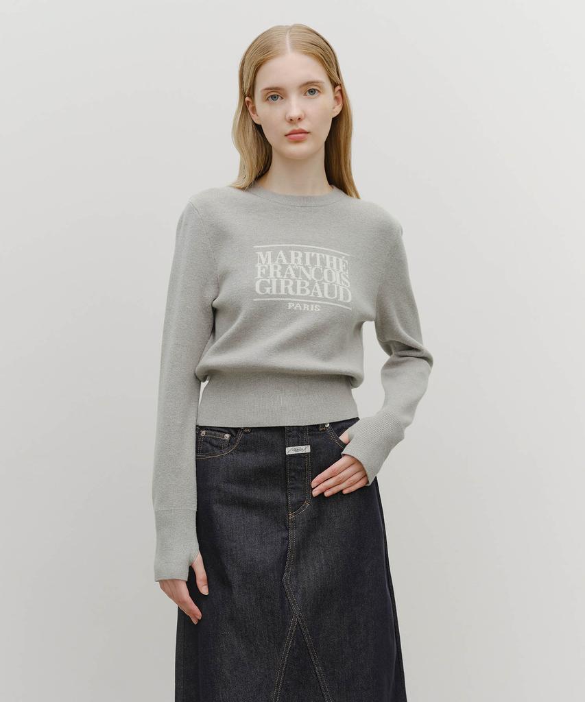 Malittepeulangsowajeobeo W Classic Logo Crop Knit Melange Gray