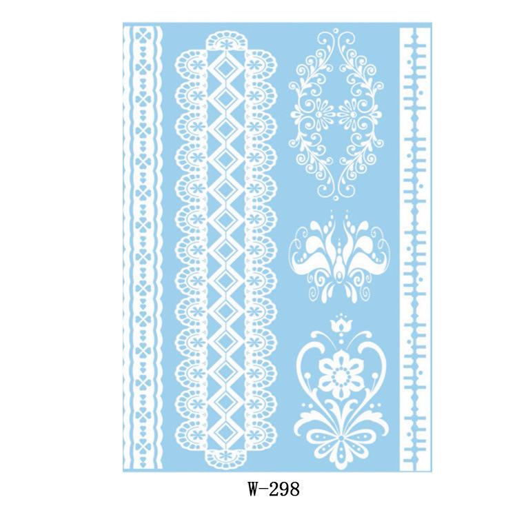 

White Lace Tattoo Sticker Waterproof 3D Indian Tattoo Sticker Tattoo W-0298