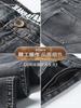 High-end Smoke Gray Jeans Straight Loose Spring and Autumn Thick Medium Diagonal Pocket Casual Pants Large Size Winter