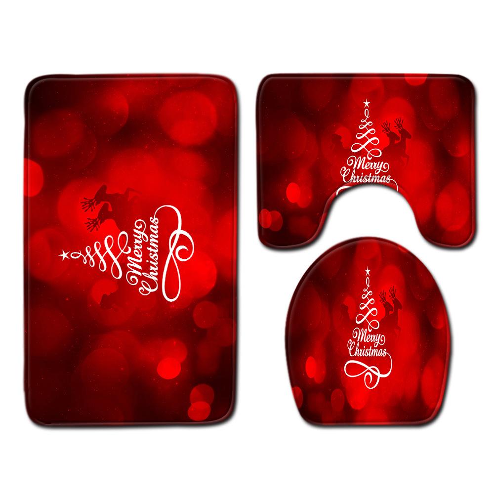 Christmas Bathroom Floor Mat Toilet Three-Piece Set