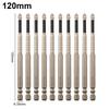 10 Stück Kreuzmagnetischer Schraubendreherbit-Schlagschrauberbits 50-150mm Legierungsstahl Anti-Rutsch Langbohrerbits Hohe Härte HRC62