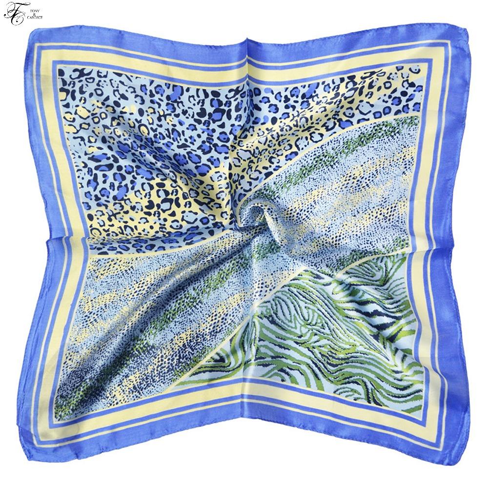Tony&Candice 100% Silk Scarf Square Women 53*53CM  Scarves Ladies Ring&Wrap Oil Pattern Luxury Style  Soft Satin Neckerchief