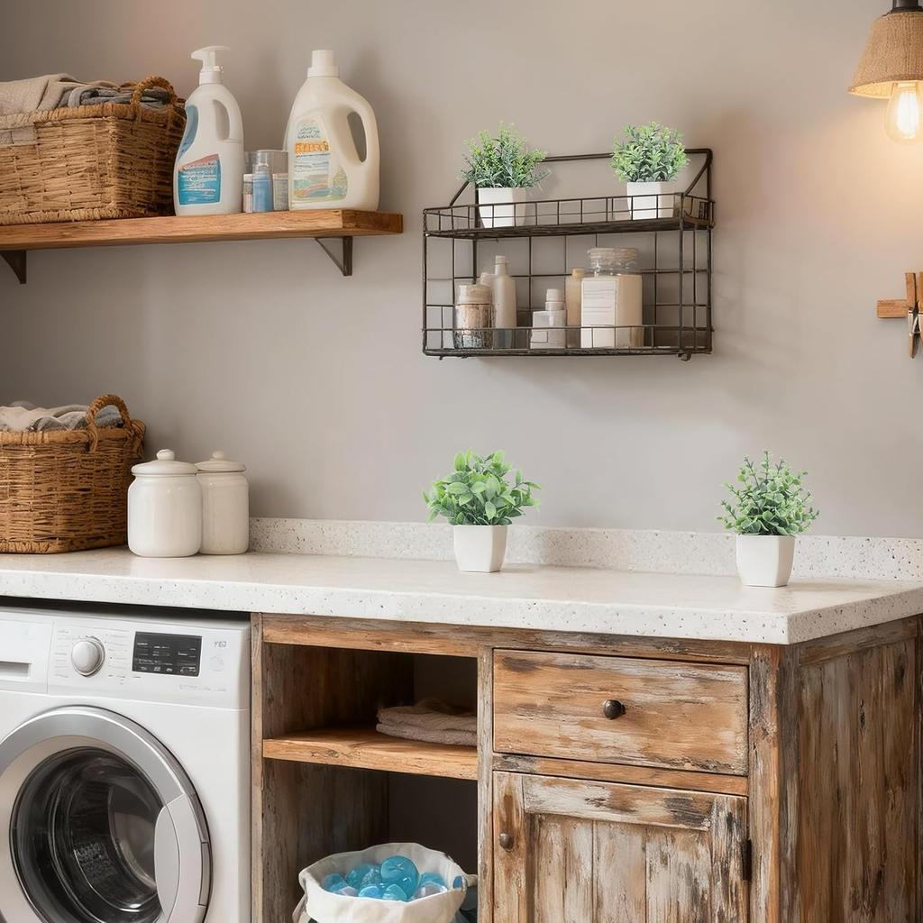 4 Pack Fake Plants Mini Artificial Greenery Potted Plants for Home Decor Indoor Office Table Room Farmhouse Bathroom Decor