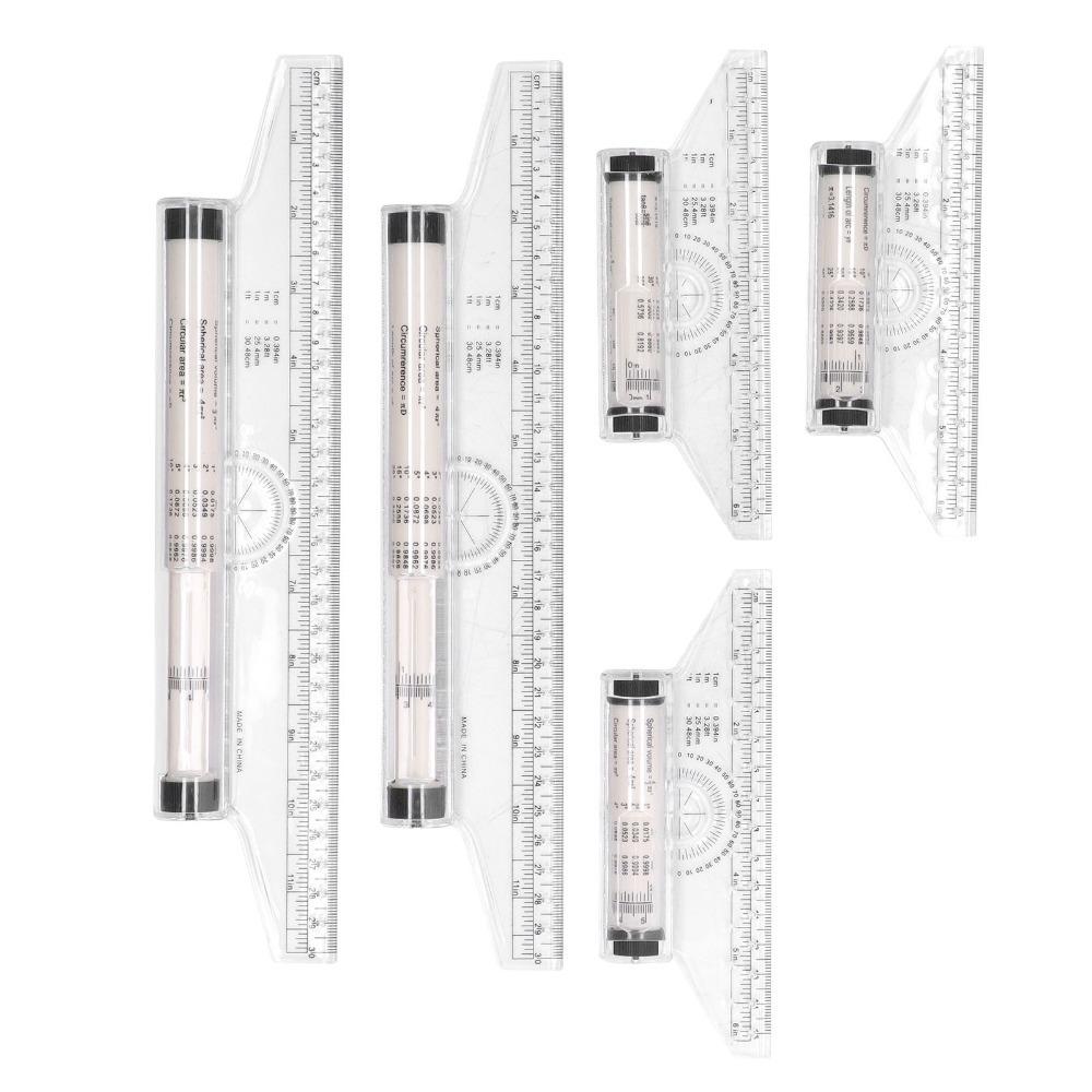 5pcs Transparent Design Rolling Ruler Clear Scale Drawing Ruler Durable Measuring Ruler For Sewing