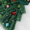 Toddler Girl Christmas Tutu Dress Sleeveless Layered Tulle Outfit for Girls Glitter Star Pompom Embroidery Tulle Tiered Twirl Holiday Dresses